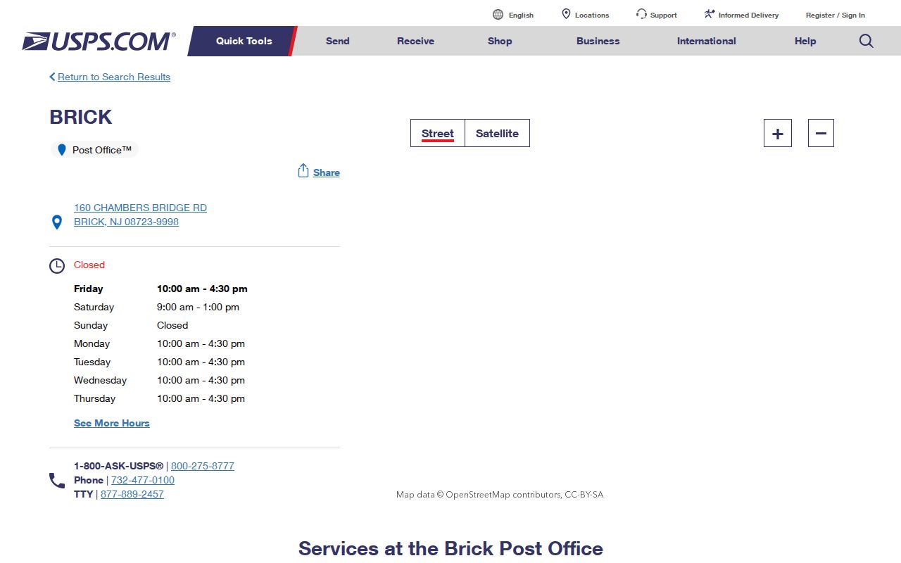 Brick Township ZIP code directory USPS Brick post office listing